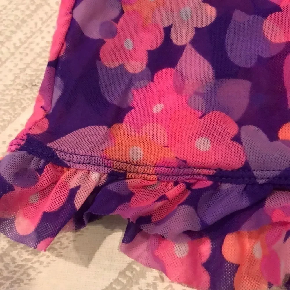 Hula Star Girls Mesh Floral Purple & Pink Cover-up